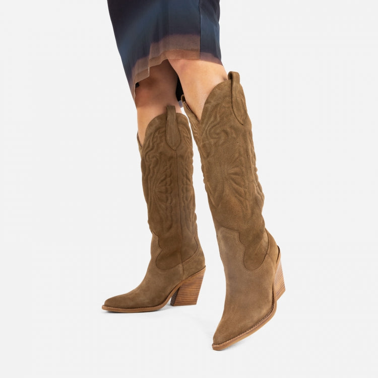 Western New Kole High Boot Dark Natural