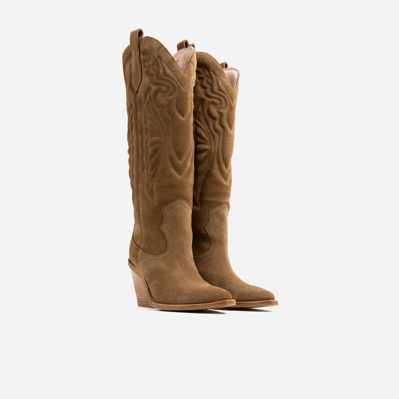 Western New Kole High Boot Dark Natural