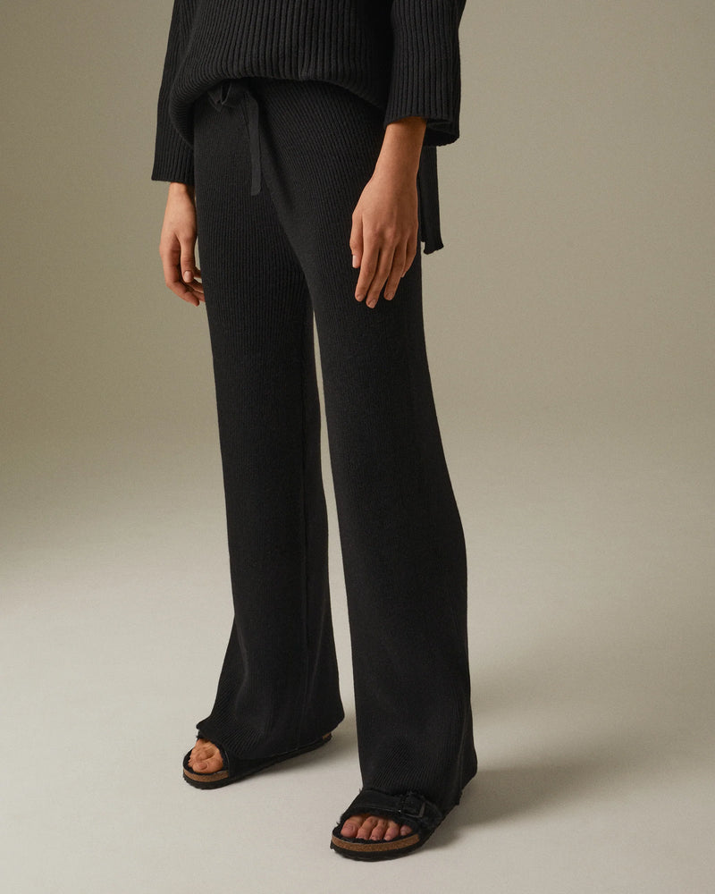 COMO | CASHMERE RIBBED TROUSERS BLACK