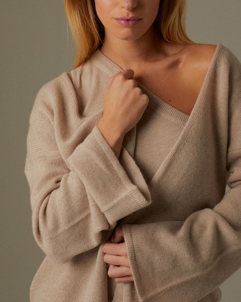 NINA | CASHMERE MAXI CARDIGAN SAND