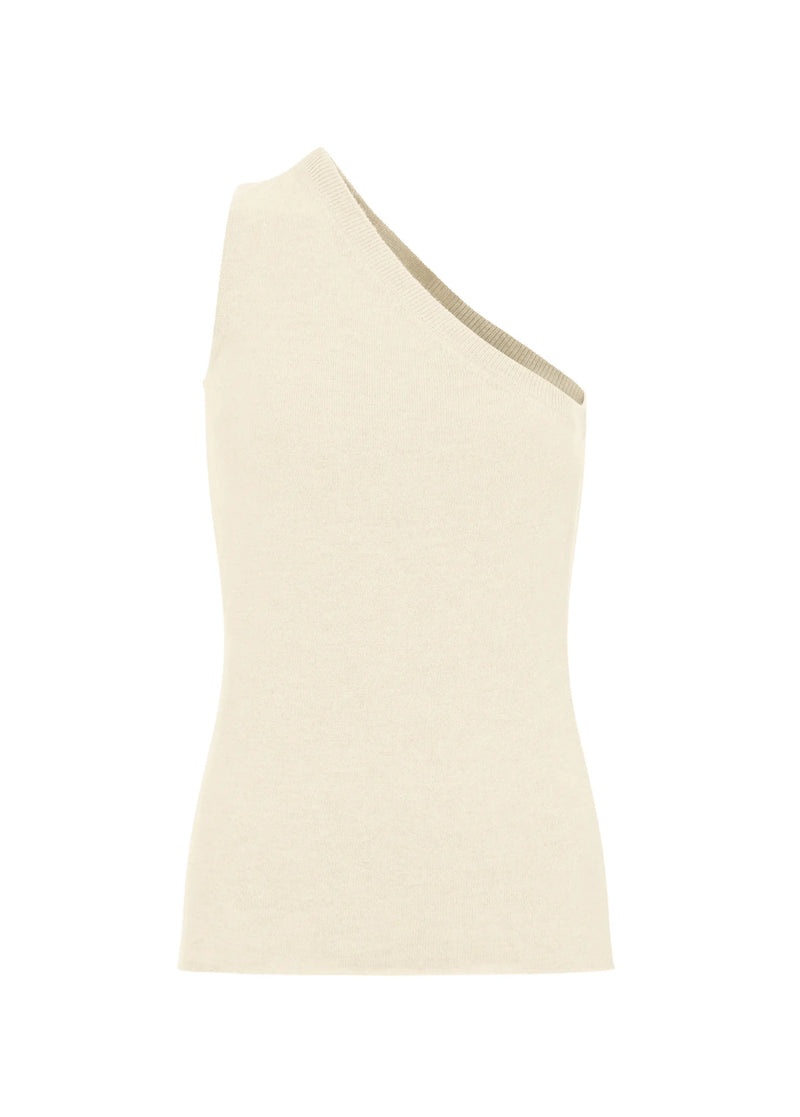 AMIRA | CASHMERE ONE SHOULDER ASYMMETRICAL TOP CREAM