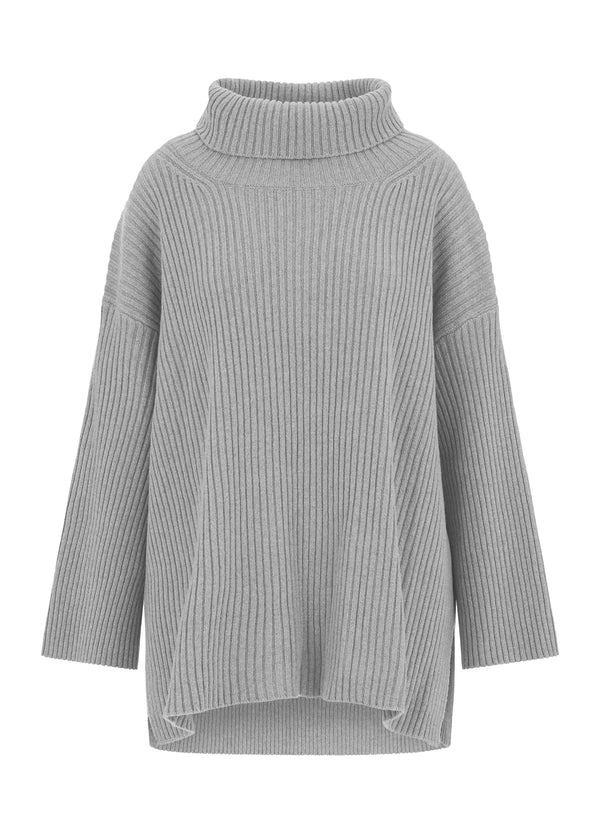 ELINA | CASHMERE OVERSIZE ROLL NECK JUMPER Grey