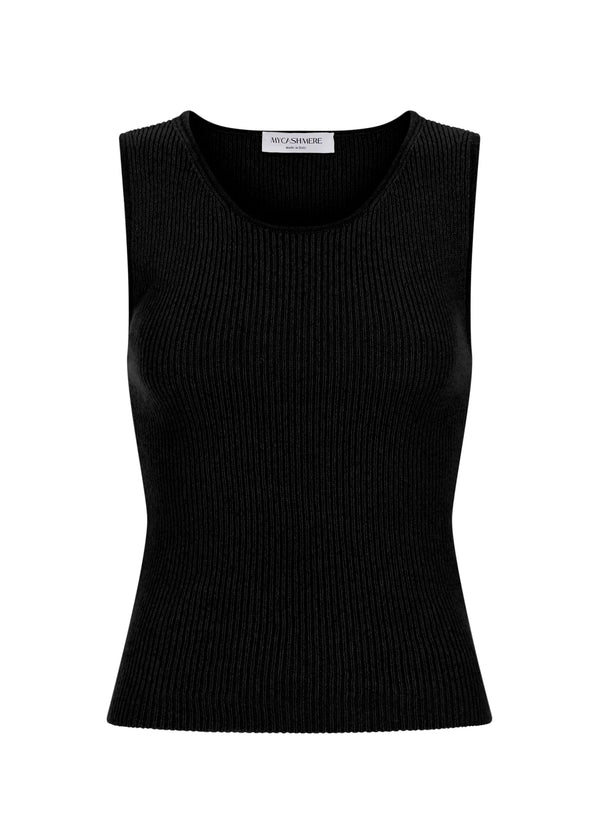 LOLA | CASHMERE RIBBED TANK TOP BLACK