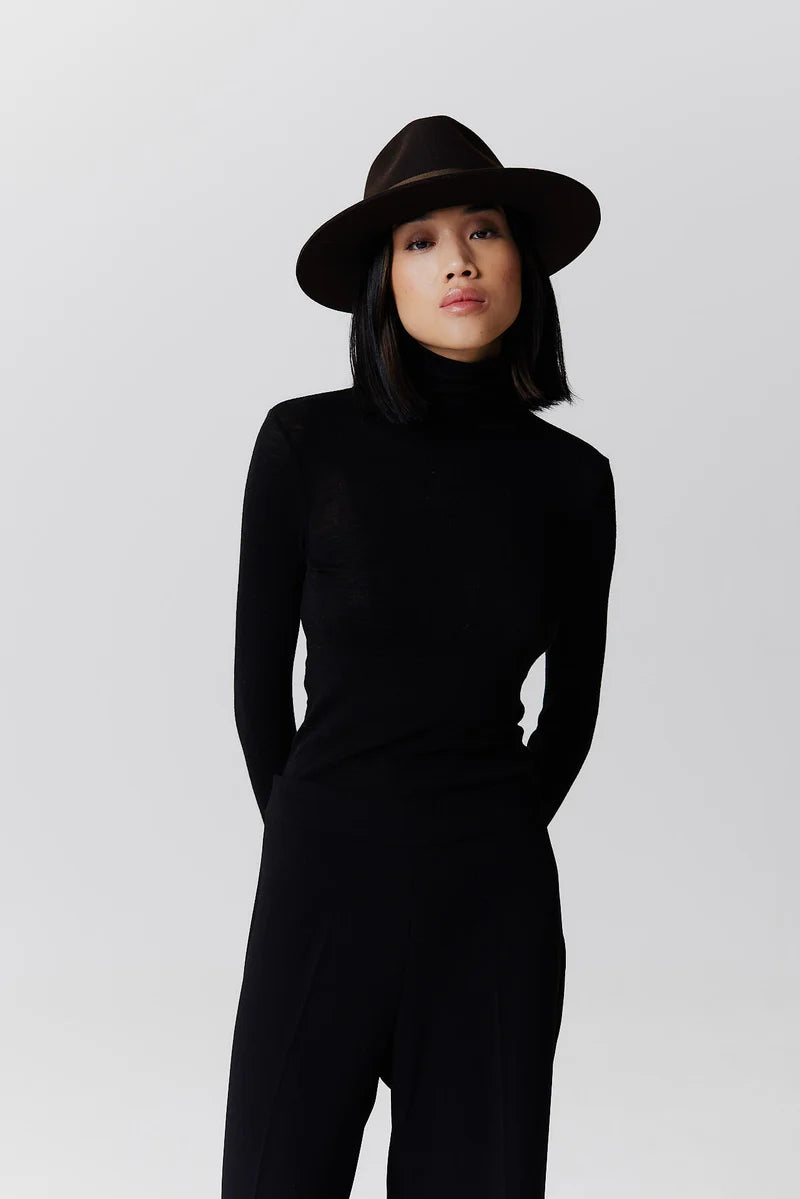 Merino Fedora Hat Short Brim Chocolate