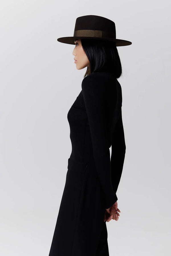 Merino Fedora Hat Short Brim Chocolate