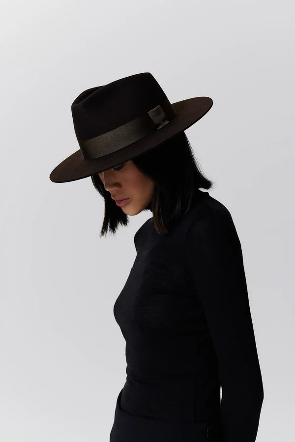 Merino Fedora Hat Short Brim Chocolate