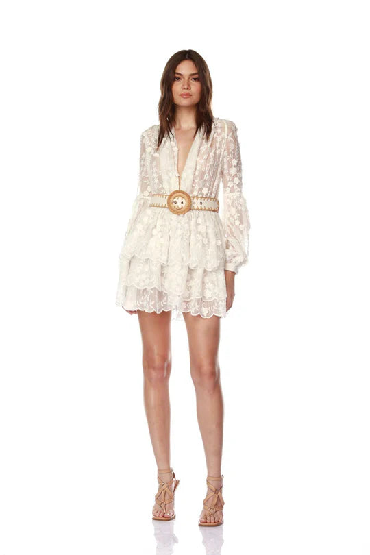 Bedouin Lace White Mini Dress