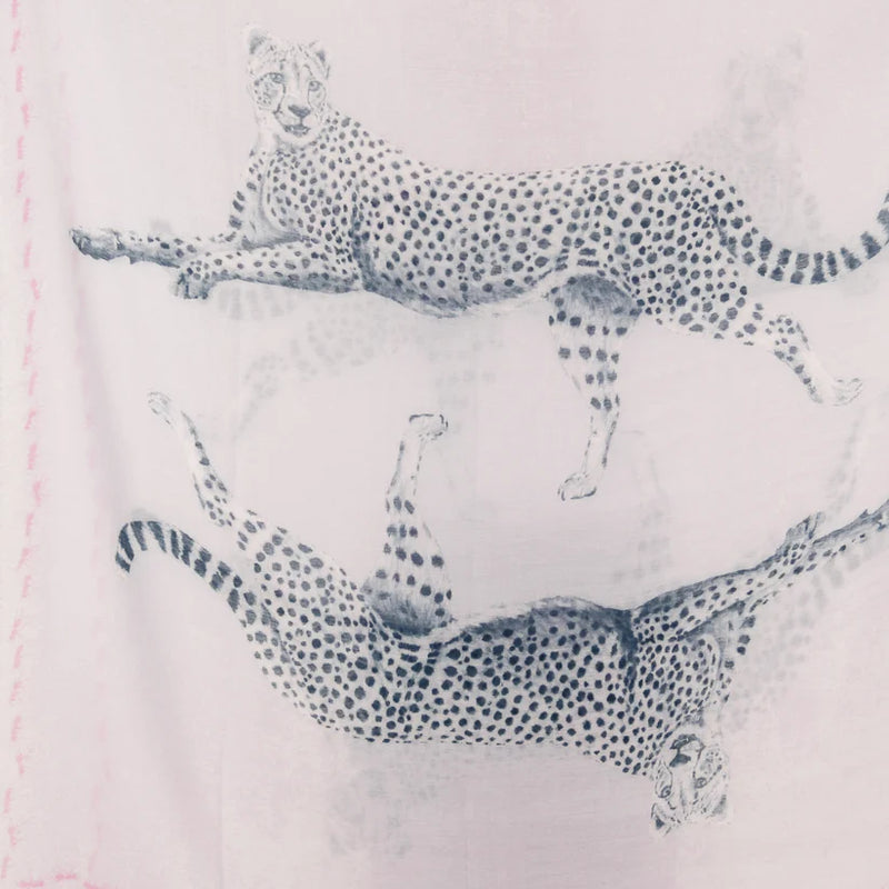 "LEOPARD-ANT" HANDPRINTED SCARF - LIGHTGREY