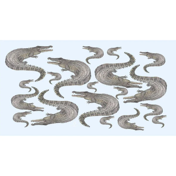 "Crocodile " Handprinted scarf - BLUE