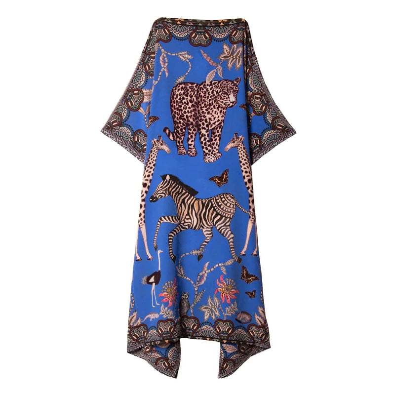 Wildlife Silk Tunic - Blue