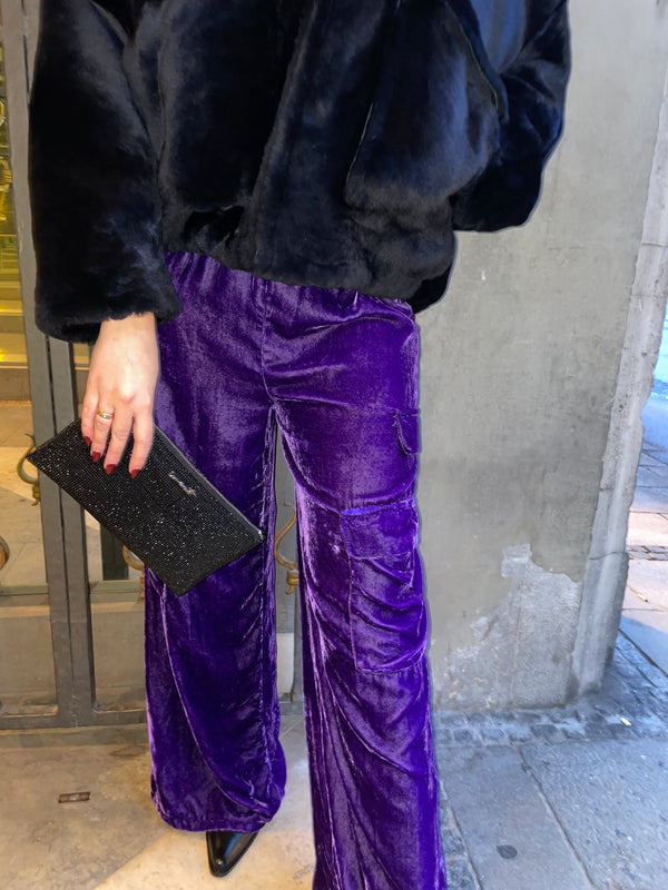 velvet baggy trouser - Lila