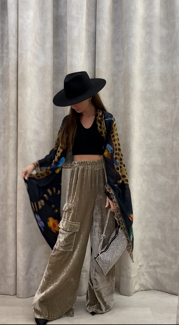 velvet baggy trouser - Beige