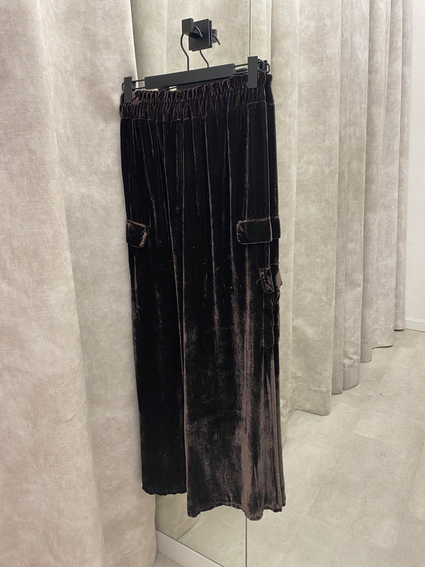 velvet baggy trouser - Dark Brown