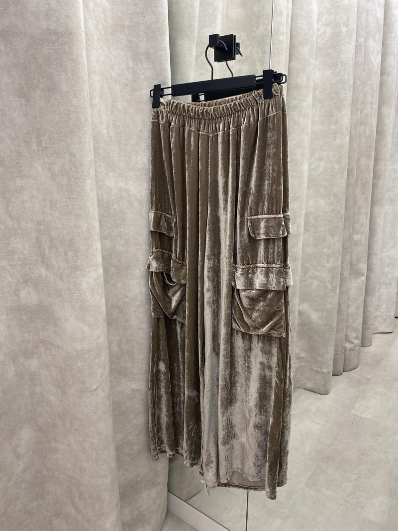 velvet baggy trouser - Beige