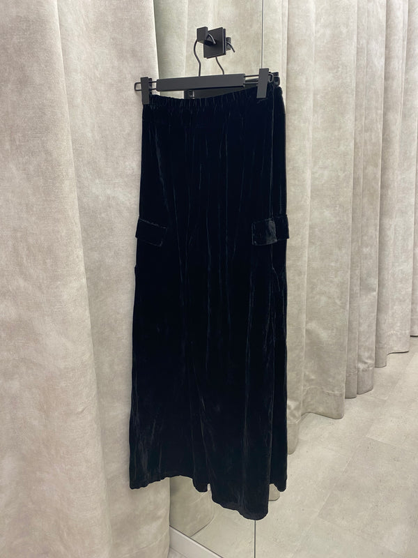 velvet baggy trouser - Black