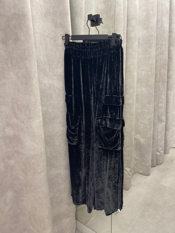 velvet baggy trouser - Dark Grey