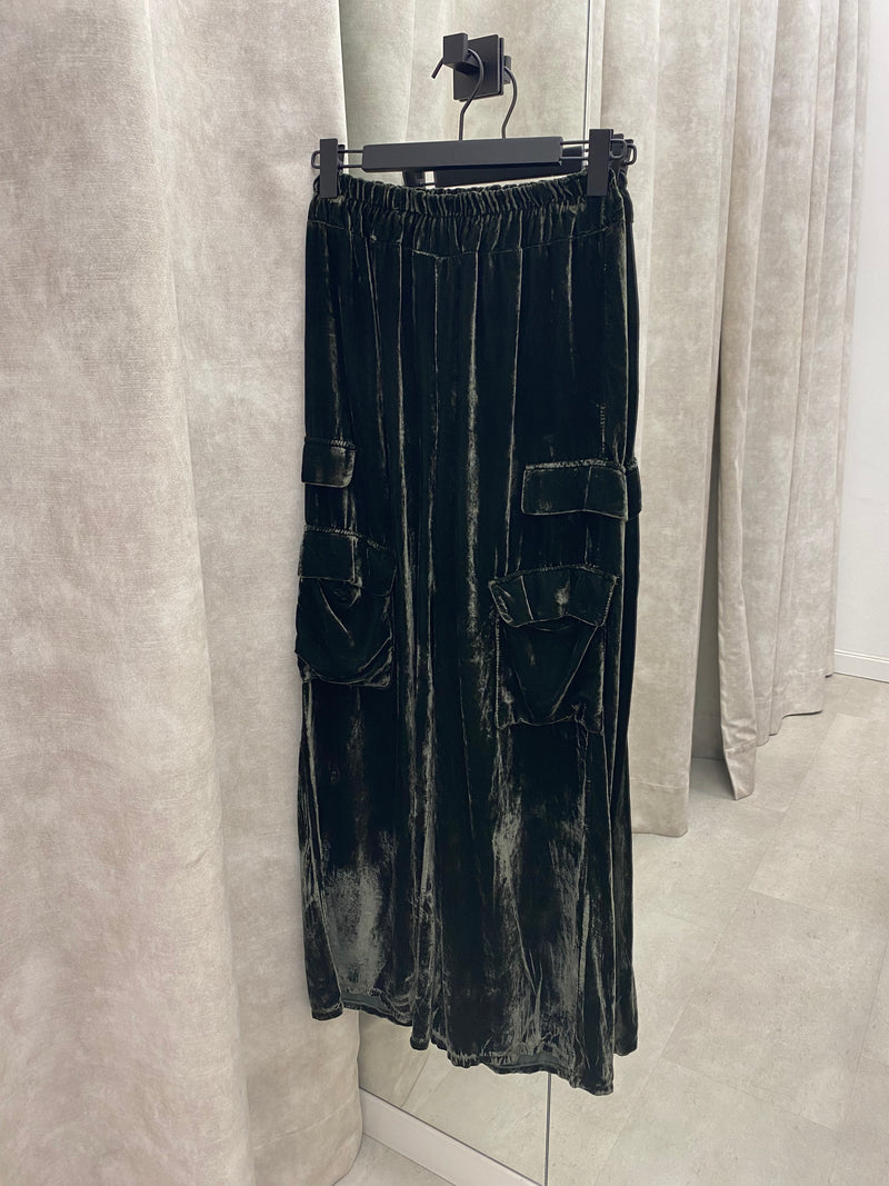 velvet baggy trouser - Dark Green