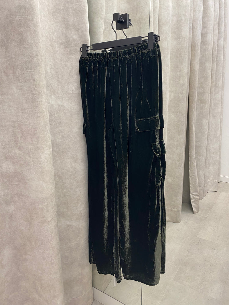 velvet baggy trouser - Dark Green