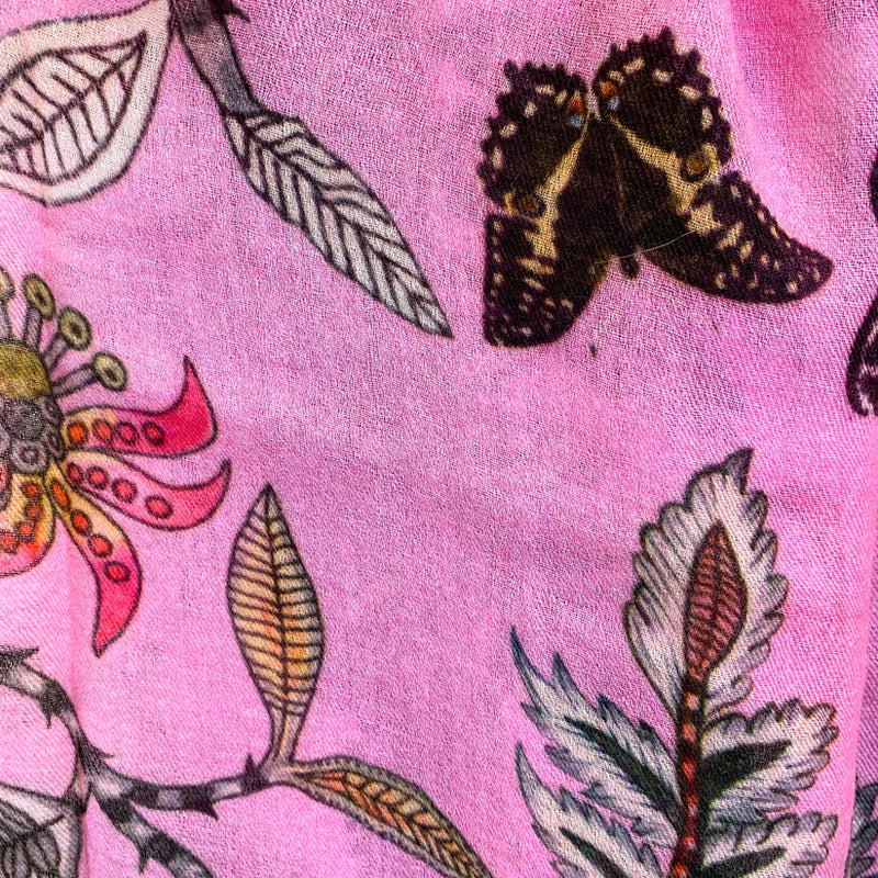 "Wildlife" Handprinted Scarf - Pink