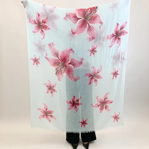 "Lilly" Handprinted Scarf - MINT