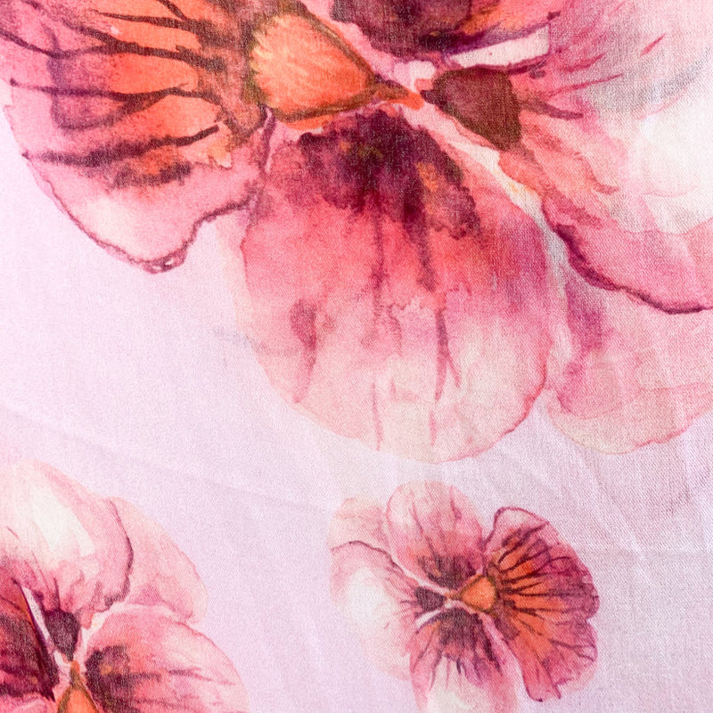 "Pansy" Handprinted scarf - pink