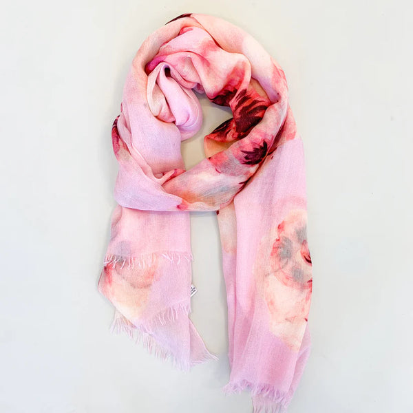 "Pansy" Handprinted scarf - pink