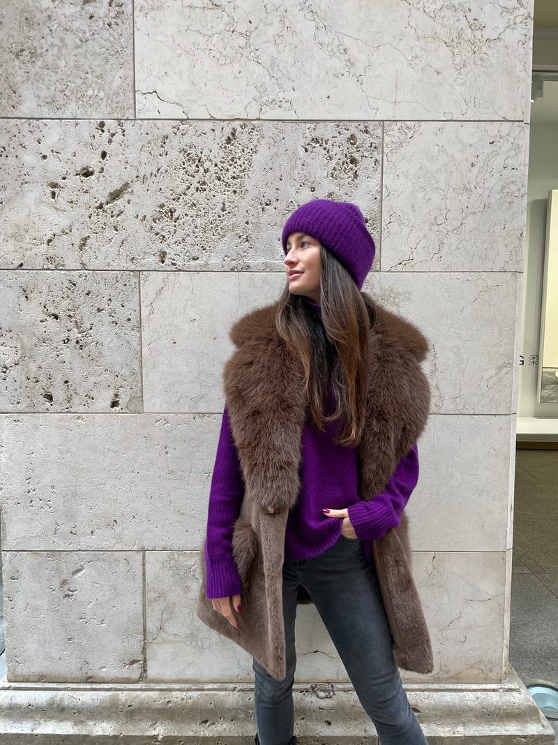 Cashmere Pullover Purple Turtle Neck