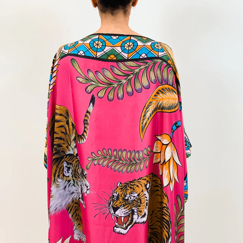 Tiger & Jungle Silk Tunic - Pink