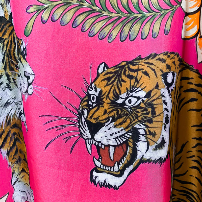 Tiger & Jungle Silk Tunic - Pink