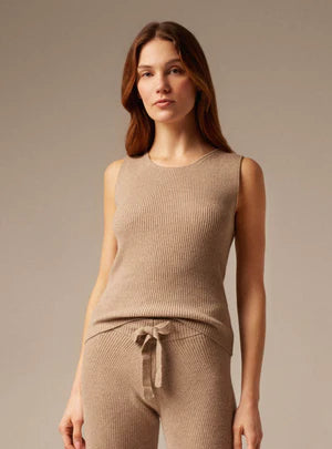 LOLA | CASHMERE RIBBED TANK TOP SAND
