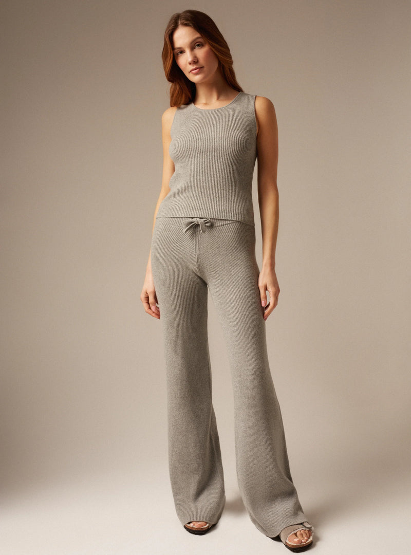 COMO | CASHMERE RIBBED TROUSERS GREY