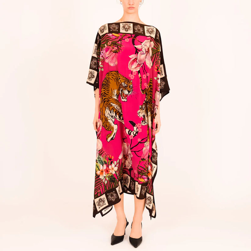 Roaring Tigers Silk Tunic - Dayglow
