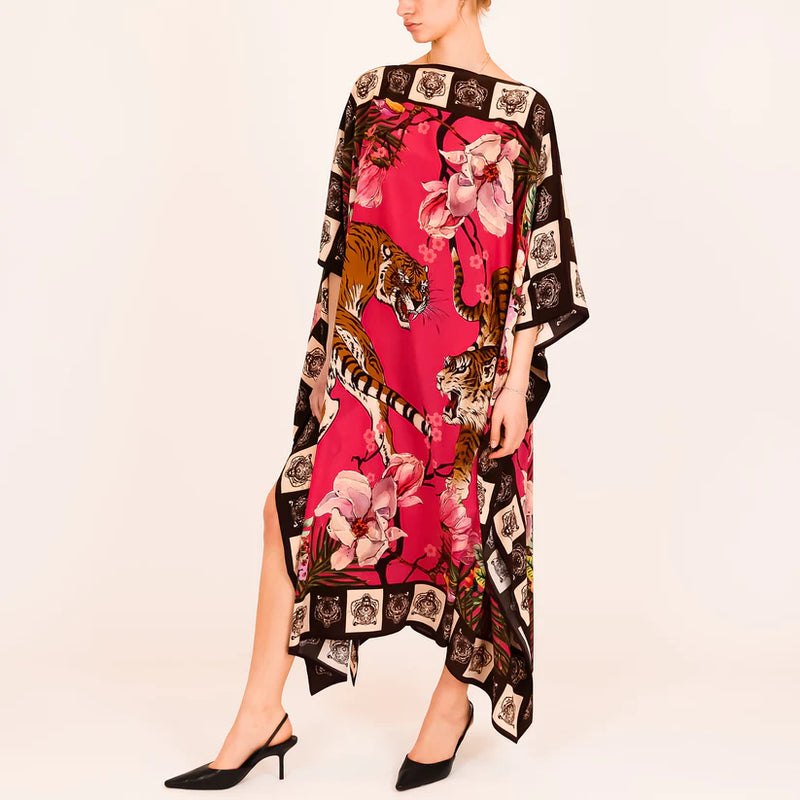Roaring Tigers Silk Tunic - Dayglow