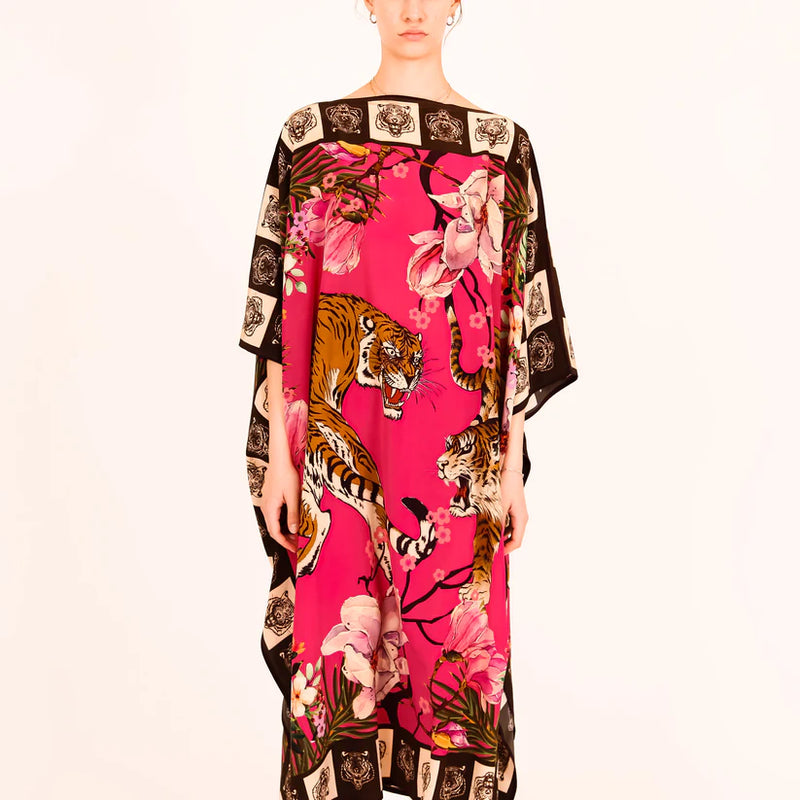 Roaring Tigers Silk Tunic - Dayglow