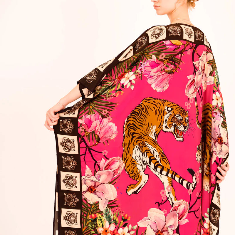 Roaring Tigers Silk Tunic - Dayglow