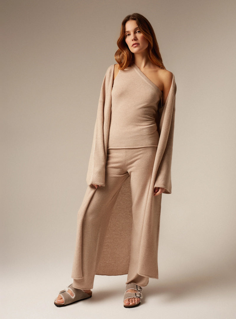 NINA | CASHMERE MAXI CARDIGAN SAND