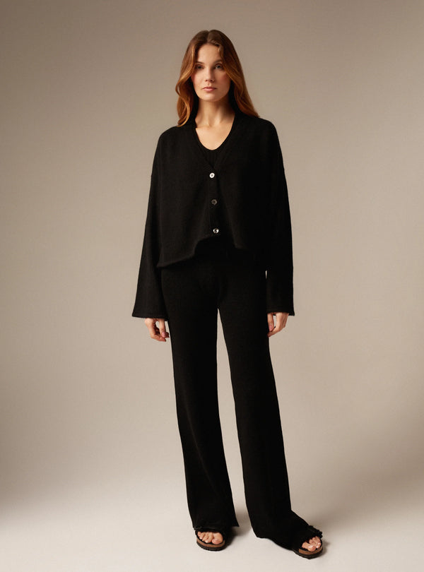 Sophia | CASHMERE V-Neck CARDIGAN Black