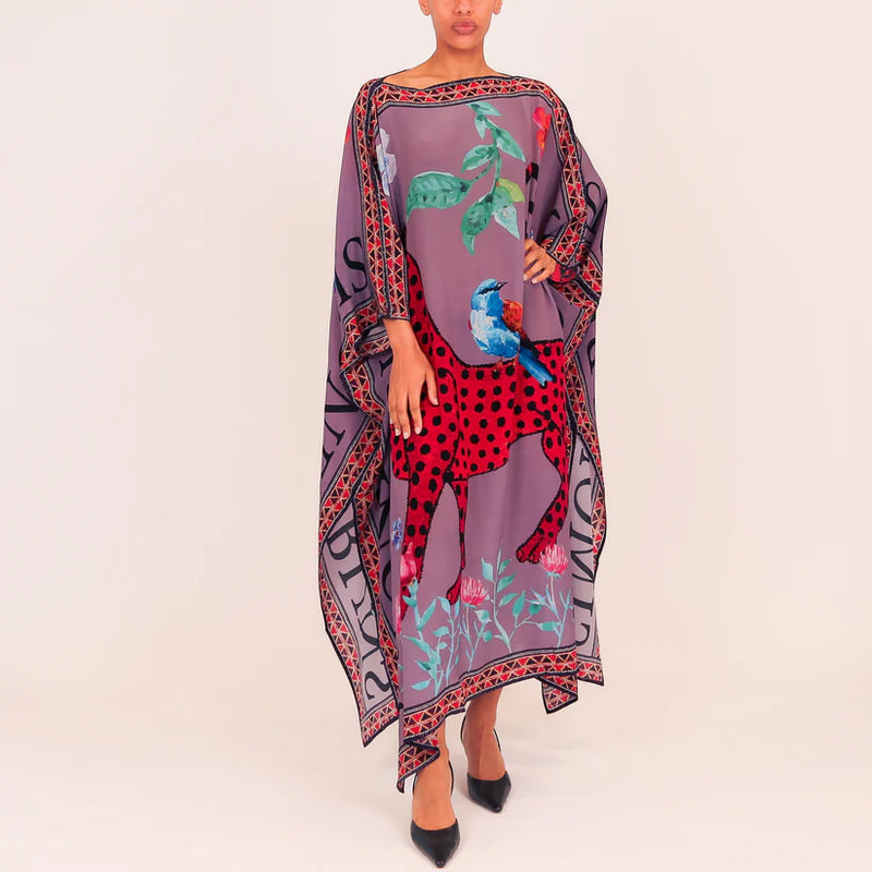Copy of Venice Leopard Silk Tunic - PLUM