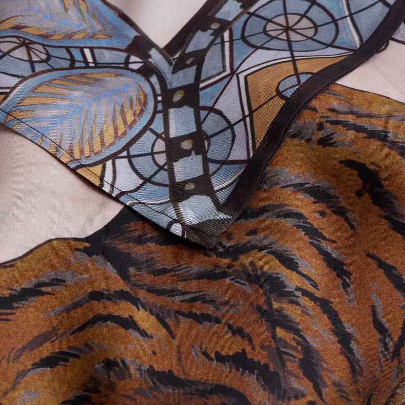 Tiger & Jungle Silk Tunic - Creme