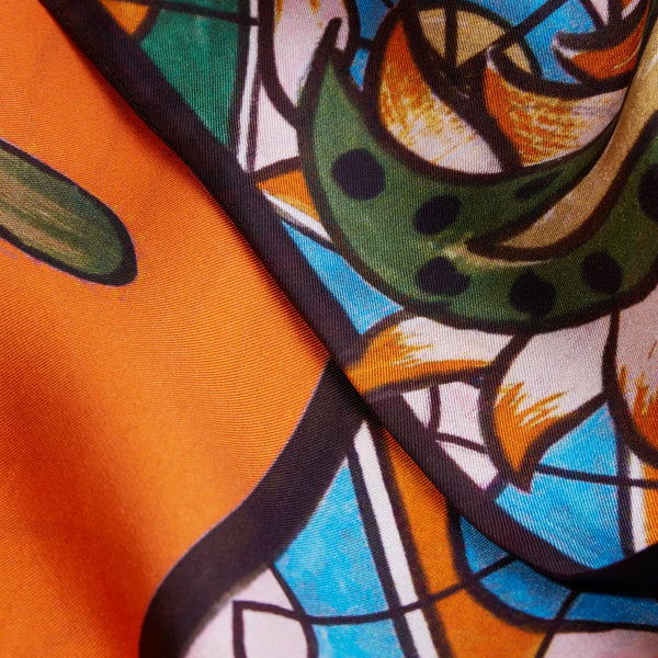 Tiger & Jungle Silk Tunic - Orange