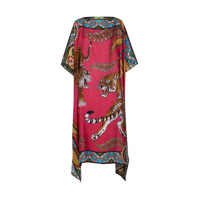 Tiger & Jungle Silk Tunic - Pink