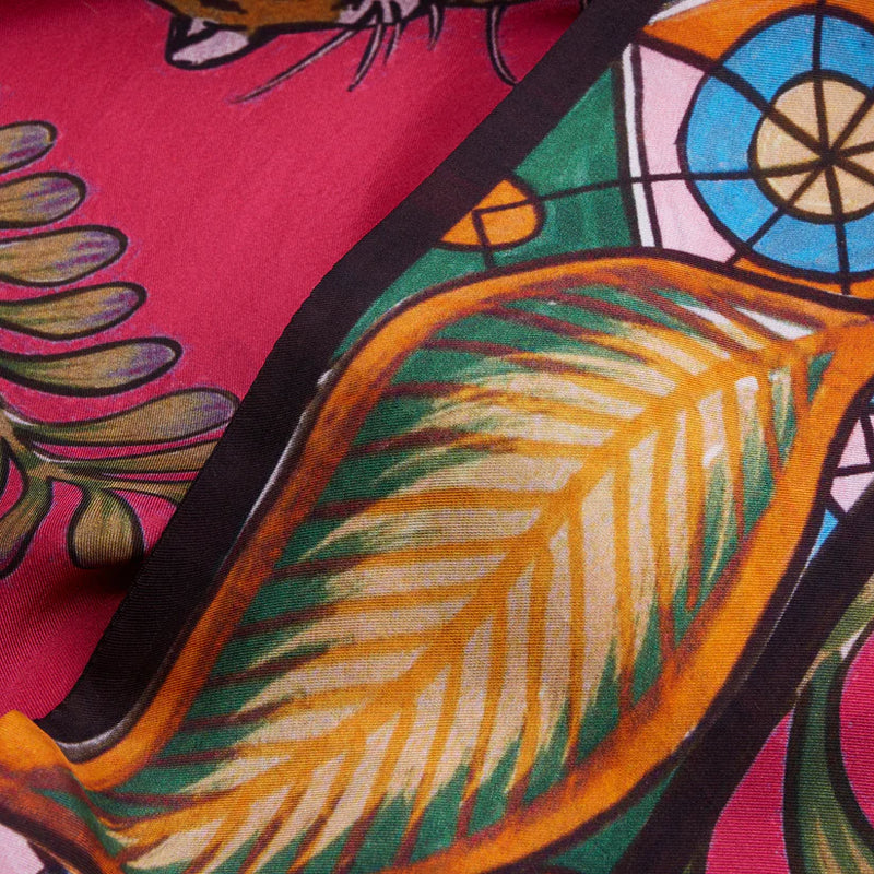 Tiger & Jungle Silk Tunic - Pink