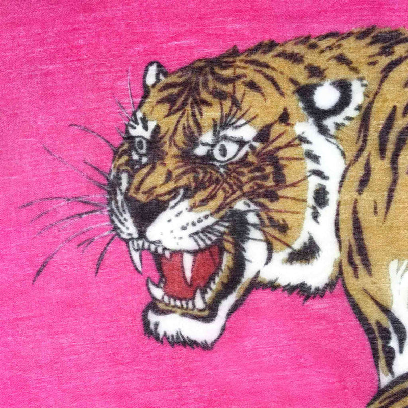 "TIGER & JUNGLE" HANDPRINTED SCARF - PINK