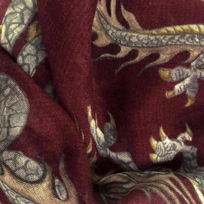 Dragon Handprinted Scarf bordeaux