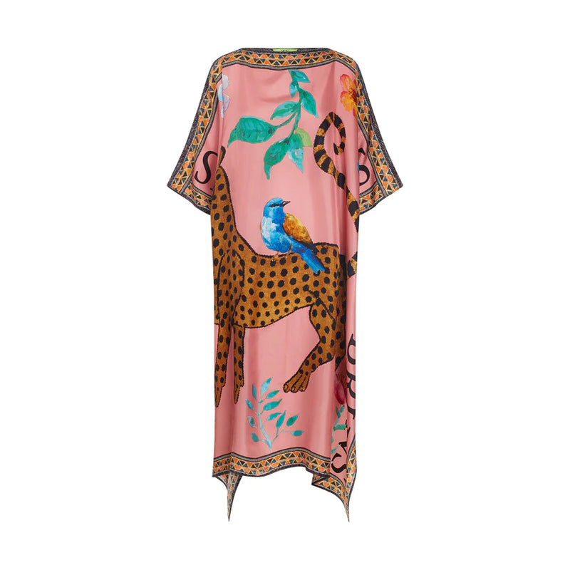 Venice Leopard Silk Tunic - Rose