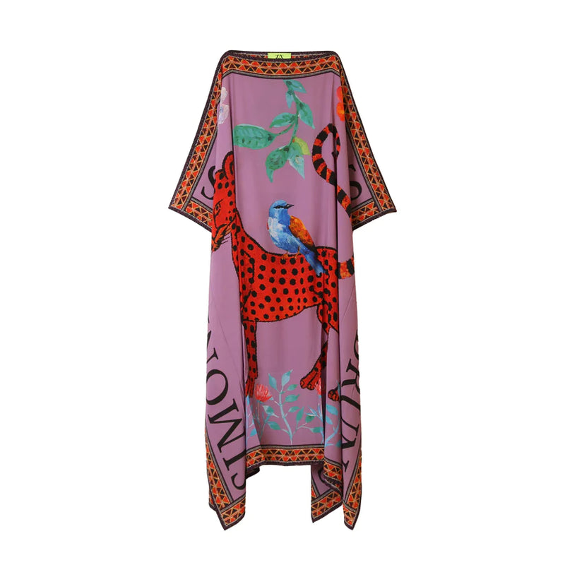 Copy of Venice Leopard Silk Tunic - PLUM