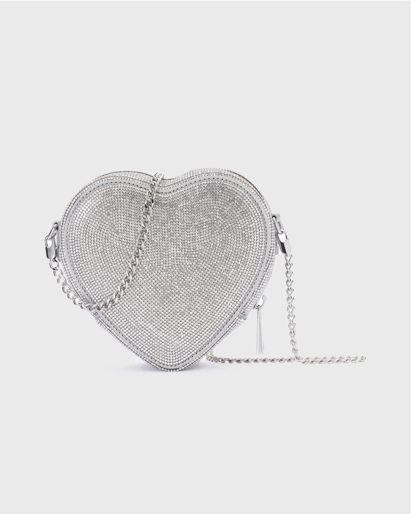 ★TOUT Y EST★ MINI HEART HAMMER BAG SILVER MF2336BG001MSVFR Midi Heart Bag Crystal SILVER – justin-thestore