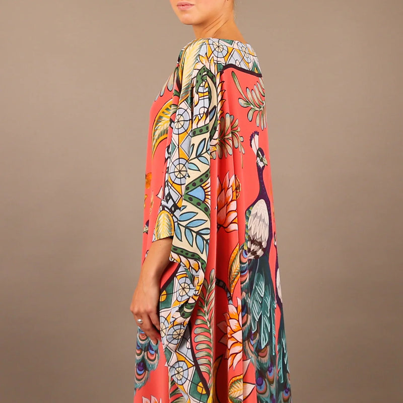 "AZURE" SILK TUNIC CORAL