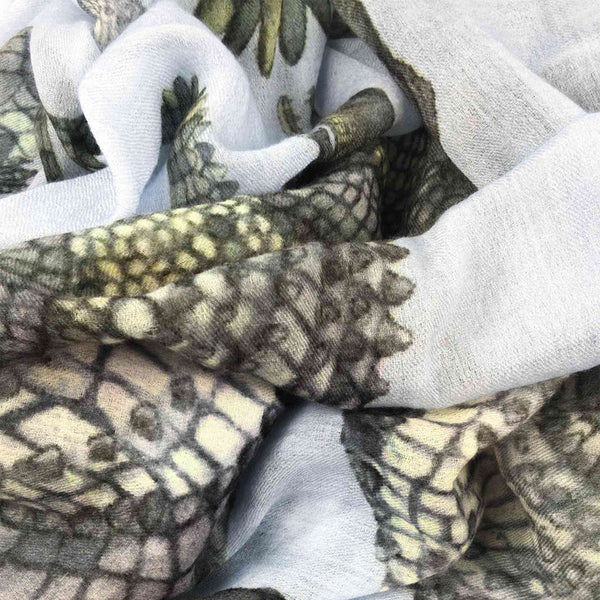 "Crocodile " Handprinted scarf - BLUE