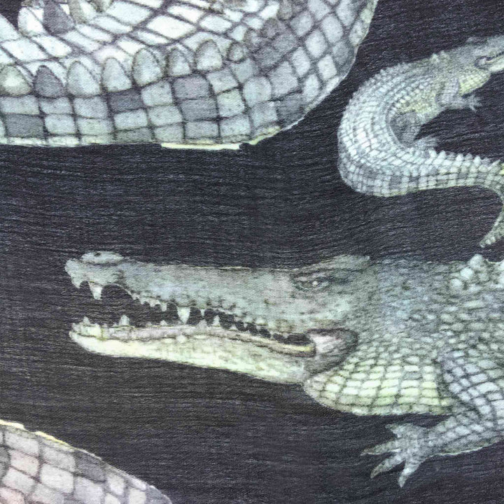 "Crocodile " Handprinted scarf - DARKGREY